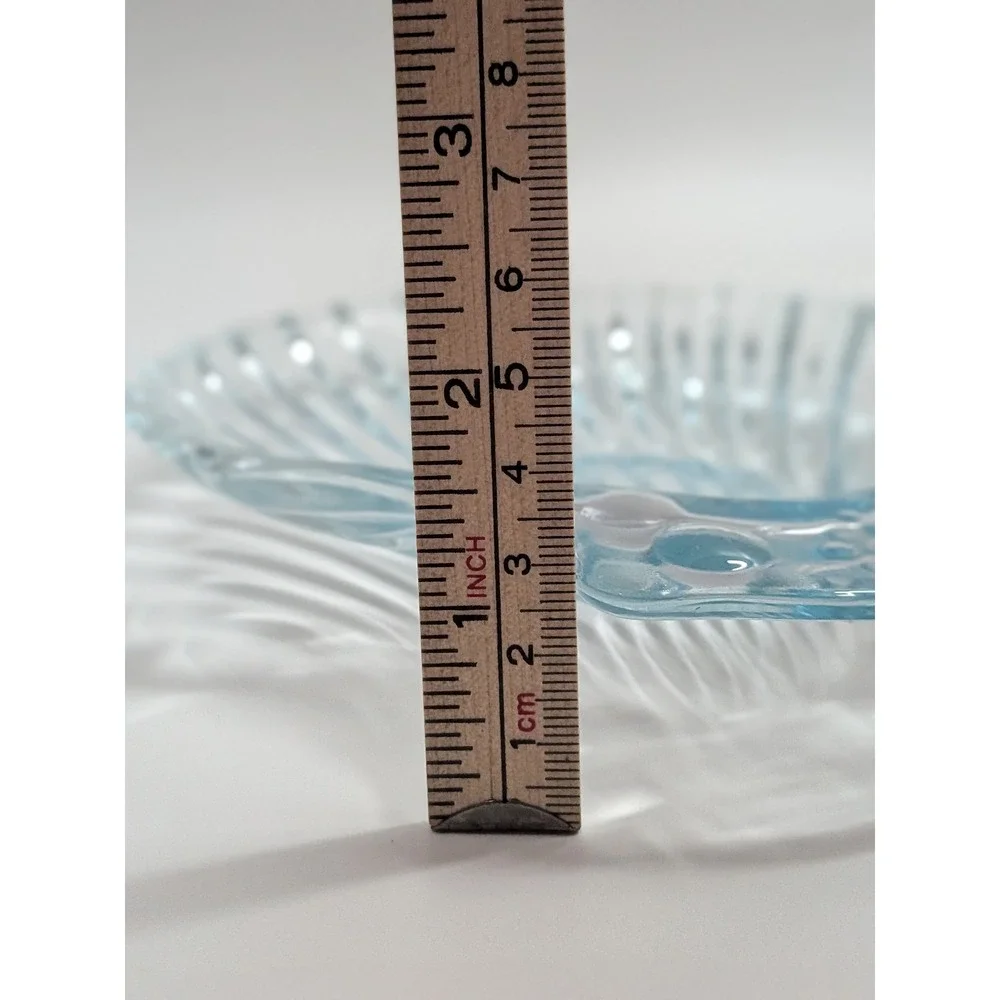 Vintage Style Light Blue Pressed Glass Scallop Shell Trinket Dish Coastal Decor